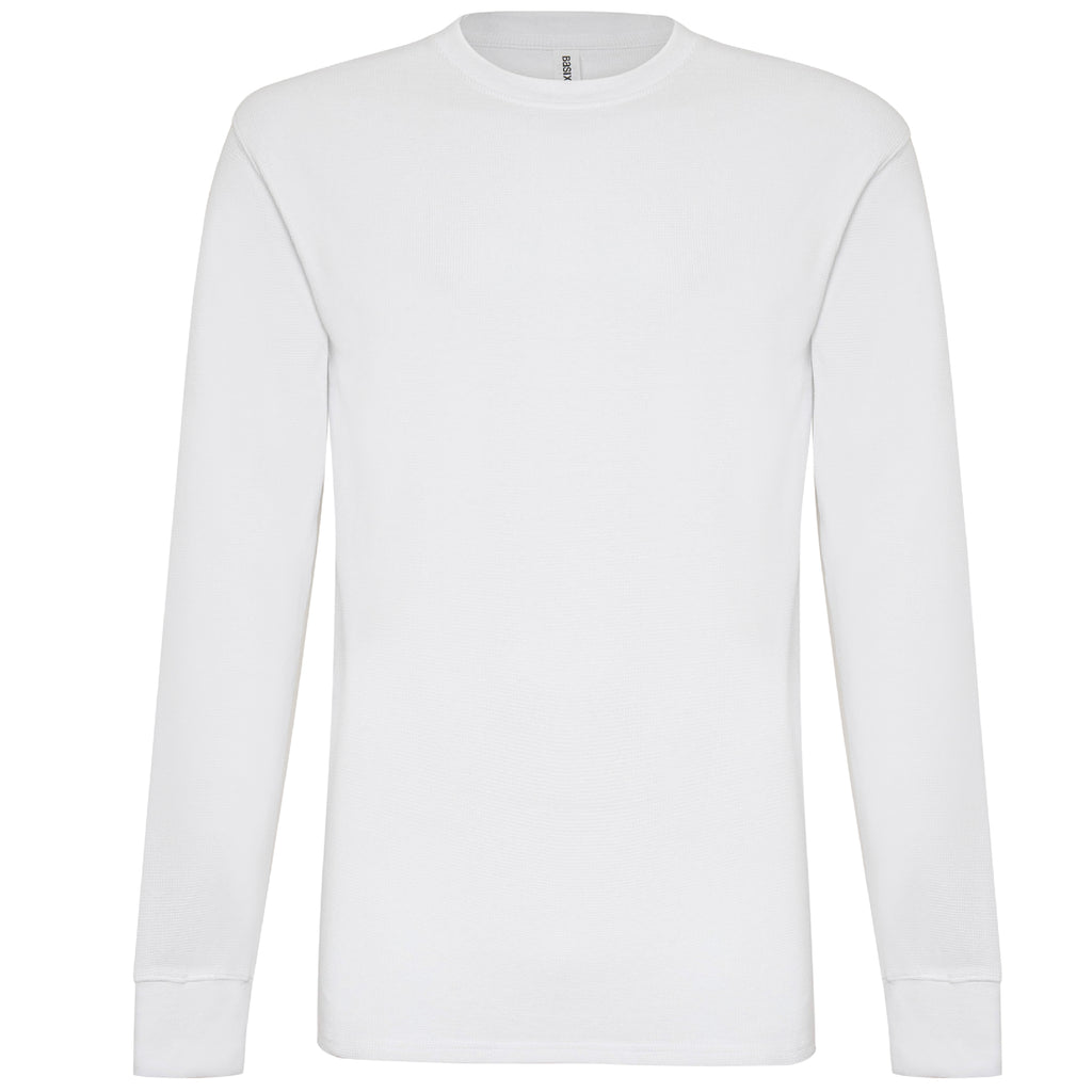 White Waffle-Knit Thermal Long Sleeve