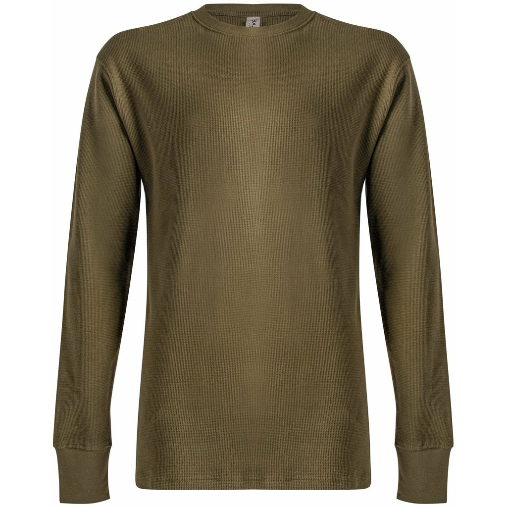 Olive Waffle-Knit Thermal Long Sleeve